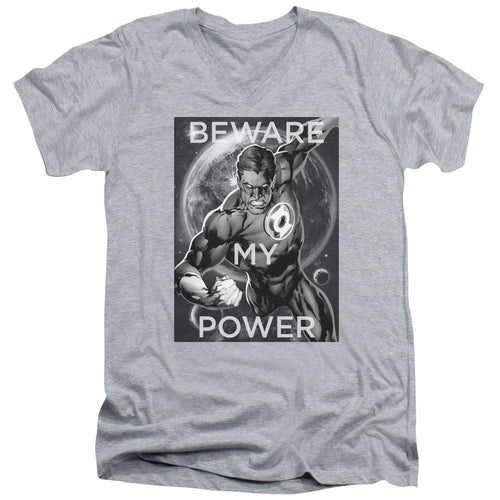DC Comics Power Mens Slim Fit V Neck T Shirt Athletic Heather