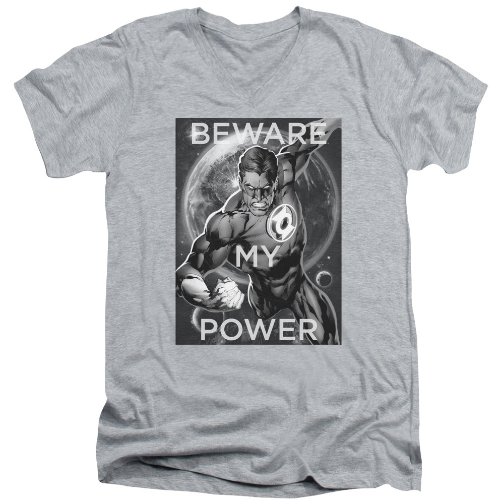 DC Comics Power Mens Slim Fit V Neck T Shirt Athletic Heather