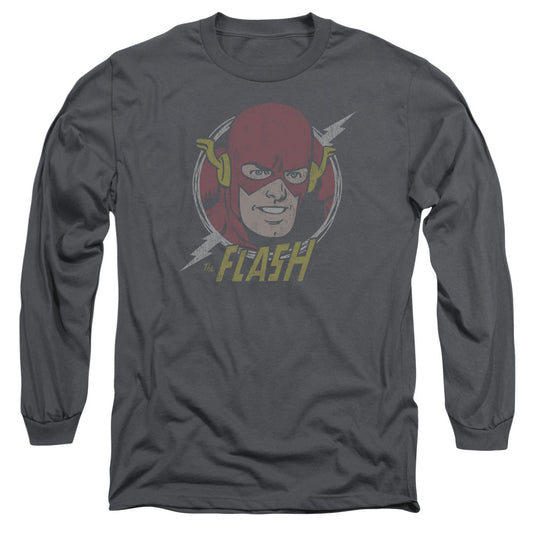 Dc Flash Vintage Voltage Mens Long Sleeve Shirt Charcoal Officially Licensed