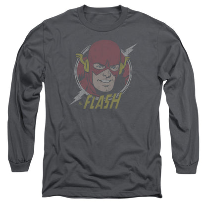Dc Flash Vintage Voltage Mens Long Sleeve Shirt Charcoal Officially Licensed