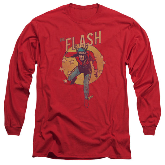 DC Comics Flash Circle & Stars Mens Long Sleeve Shirt Red