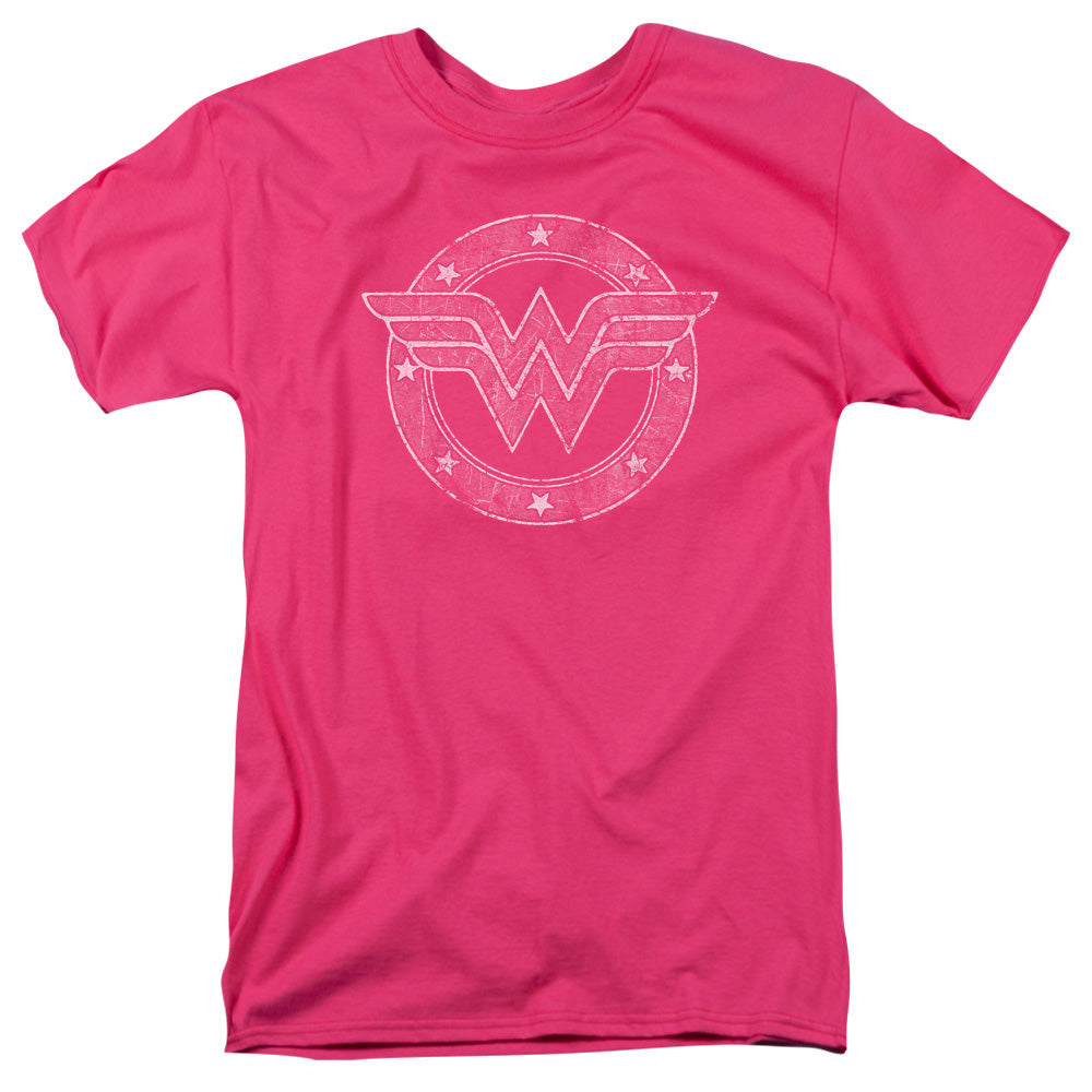 Dc Tattered Emblem Mens T Shirt Hot Pink
