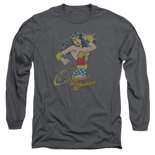 DC Comics Spinning Mens Long Sleeve Shirt Charcoal