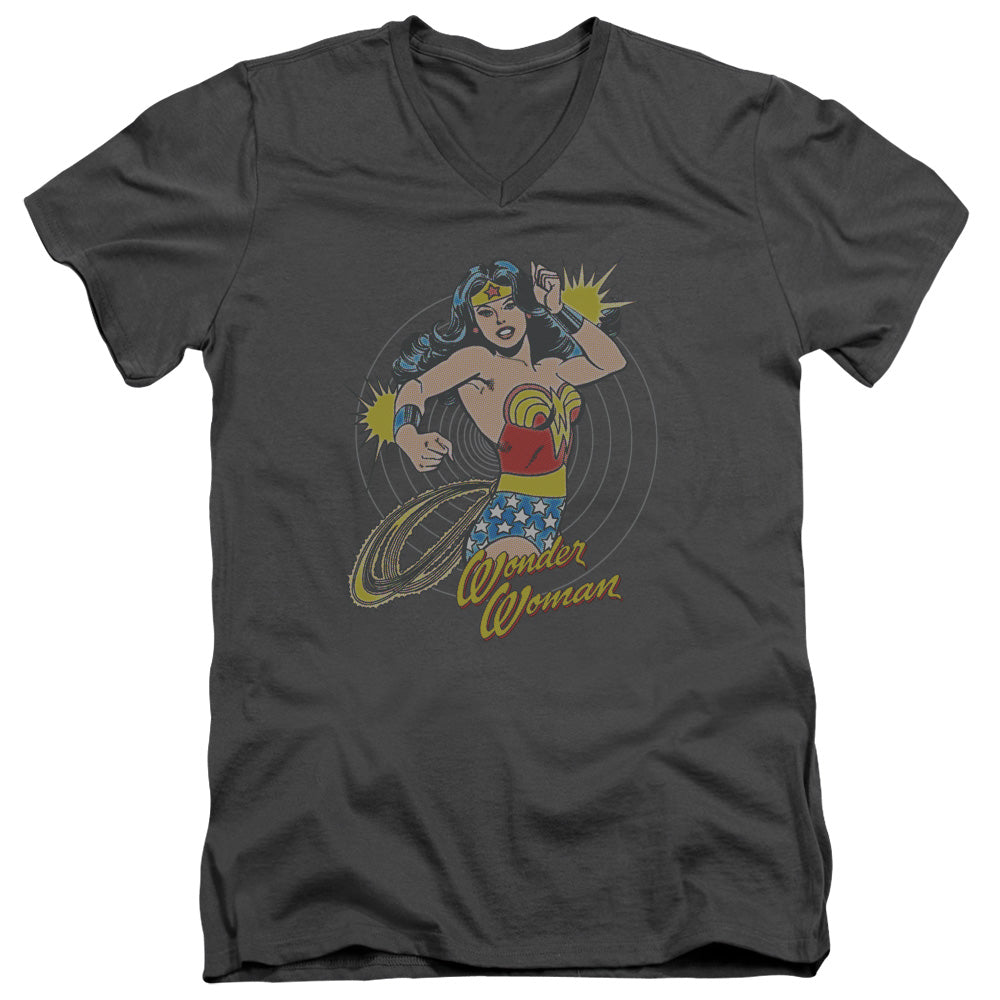 DC Comics Spinning Mens Slim Fit V Neck T Shirt Charcoal