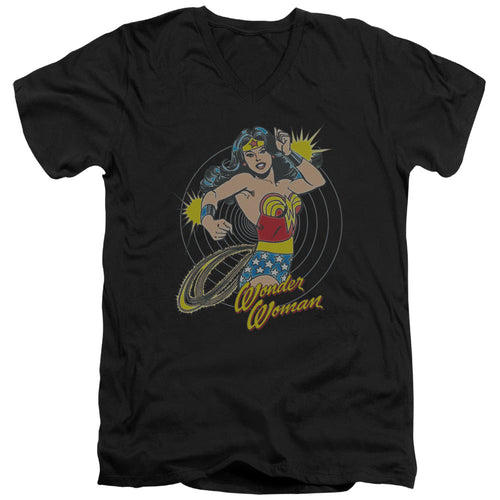 DC Comics Spinning Mens Slim Fit V Neck T Shirt Black