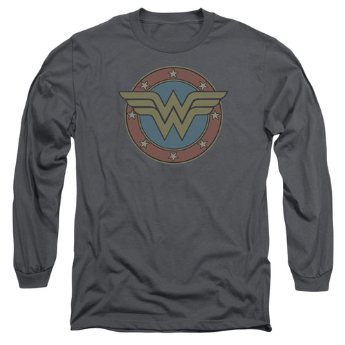 DC Comics Ww Vintage Emblem Mens Long Sleeve Shirt Charcoal