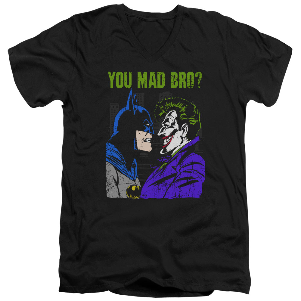DC Comics Mad Bro Mens Slim Fit V Neck T Shirt Black