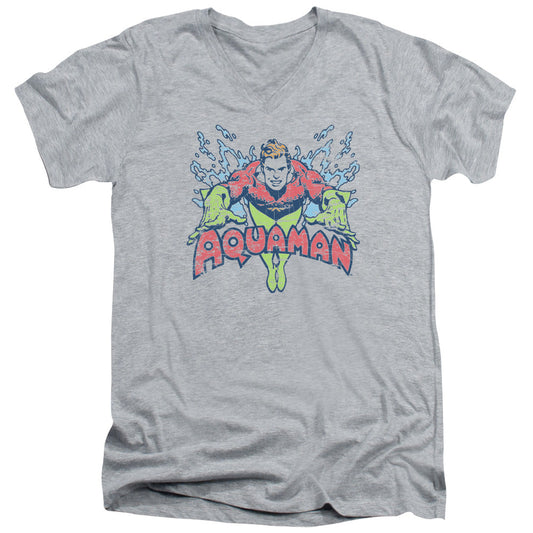 DC Comics Splish Splash Mens Slim Fit V Neck T Shirt Athletic Heather