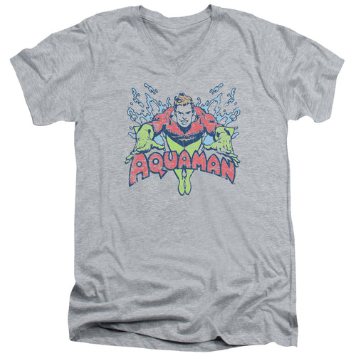 DC Comics Splish Splash Mens Slim Fit V Neck T Shirt Athletic Heather