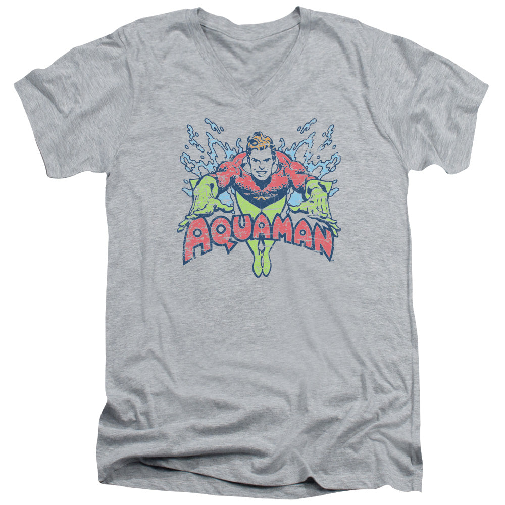 DC Comics Splish Splash Mens Slim Fit V Neck T Shirt Athletic Heather