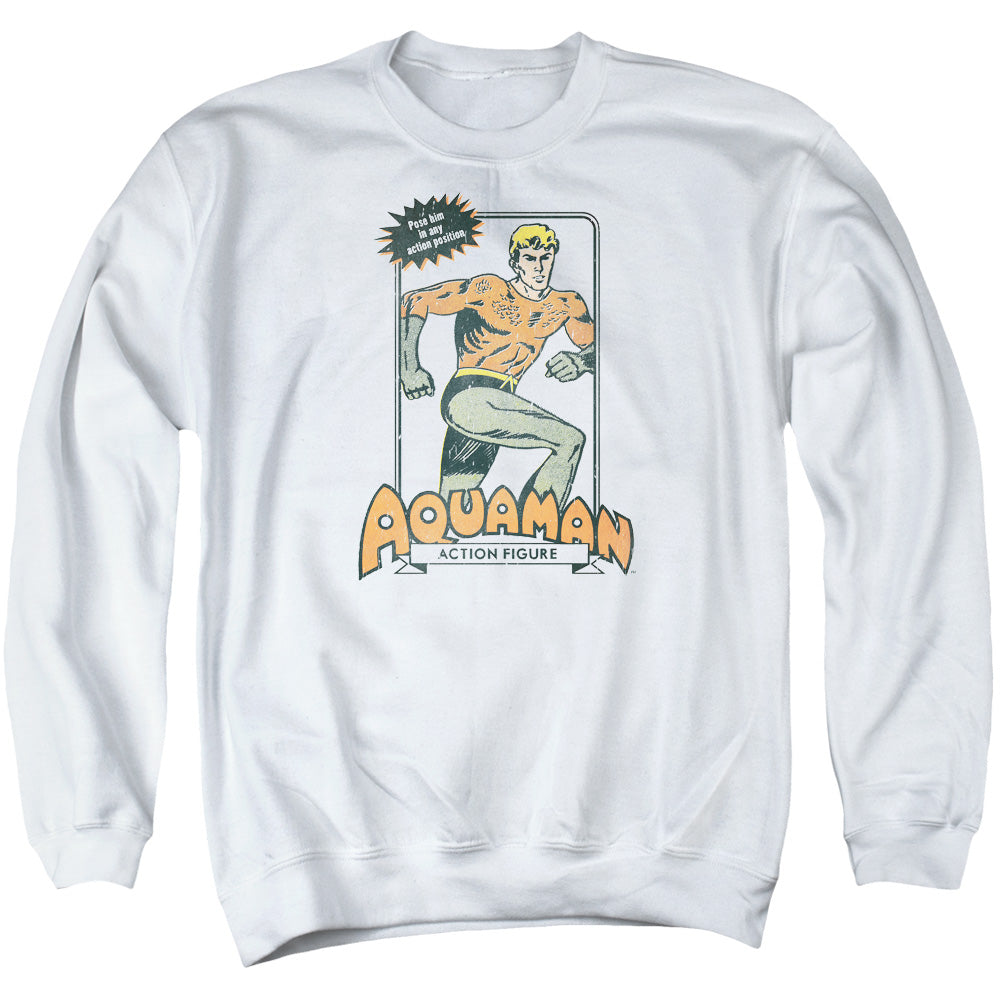 Dc Am Action Figure Mens Crewneck Sweatshirt White Officially Licensed