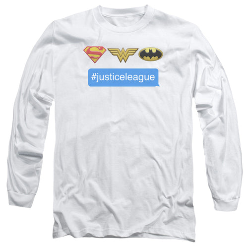 DC Comics Hashtag Jla Mens Long Sleeve Shirt White