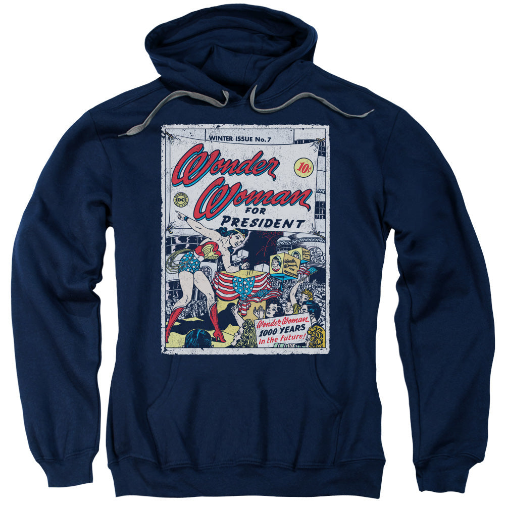 DC Comics Ww for President Mens Hoodie Navy Blue