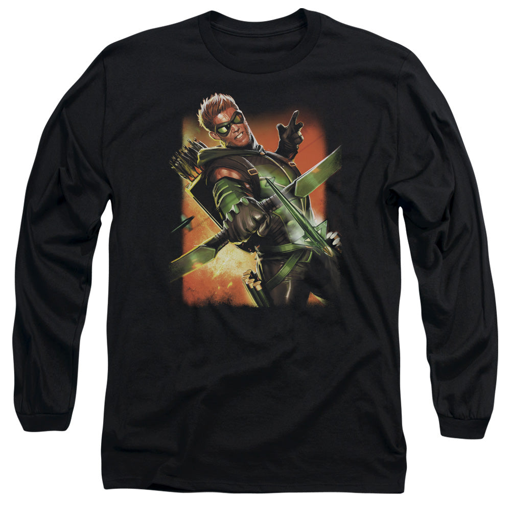 Jla Green Arrow #1 Mens Long Sleeve Shirt Black Officially Licensed