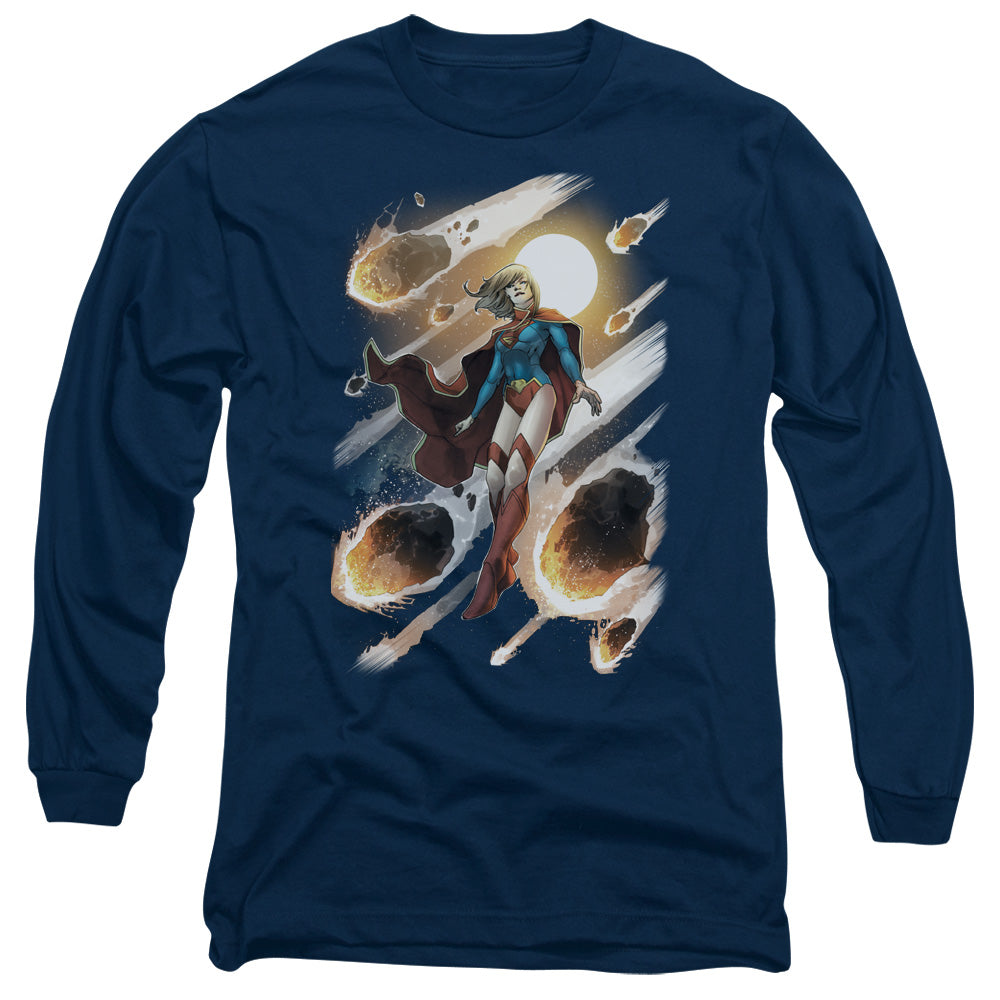 Jla Supergirl #1 Mens Long Sleeve Shirt Navy Officially Licensed