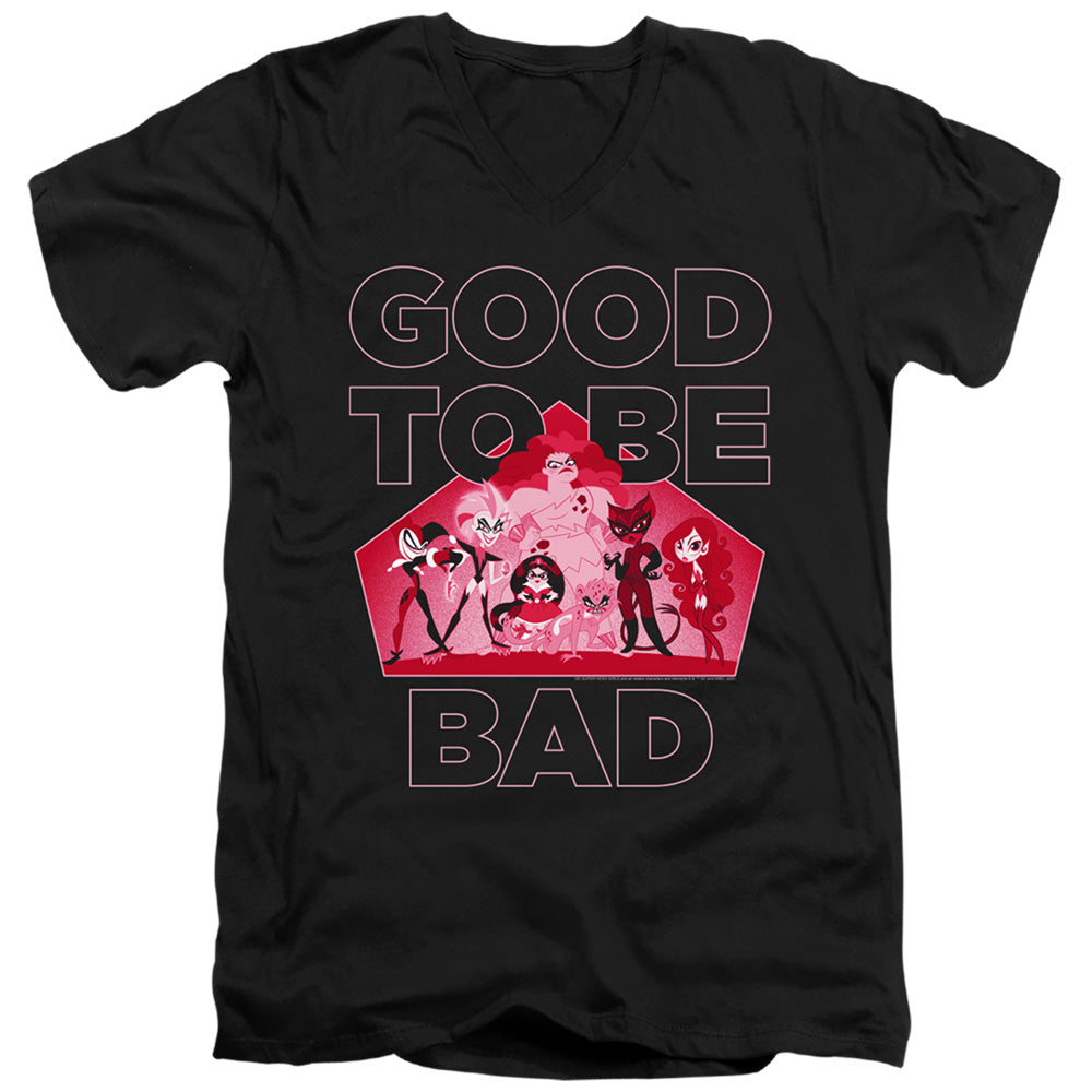 Dc Superhero Girls Good to Be Bad Mens Slim Fit V Neck T Shirt Black