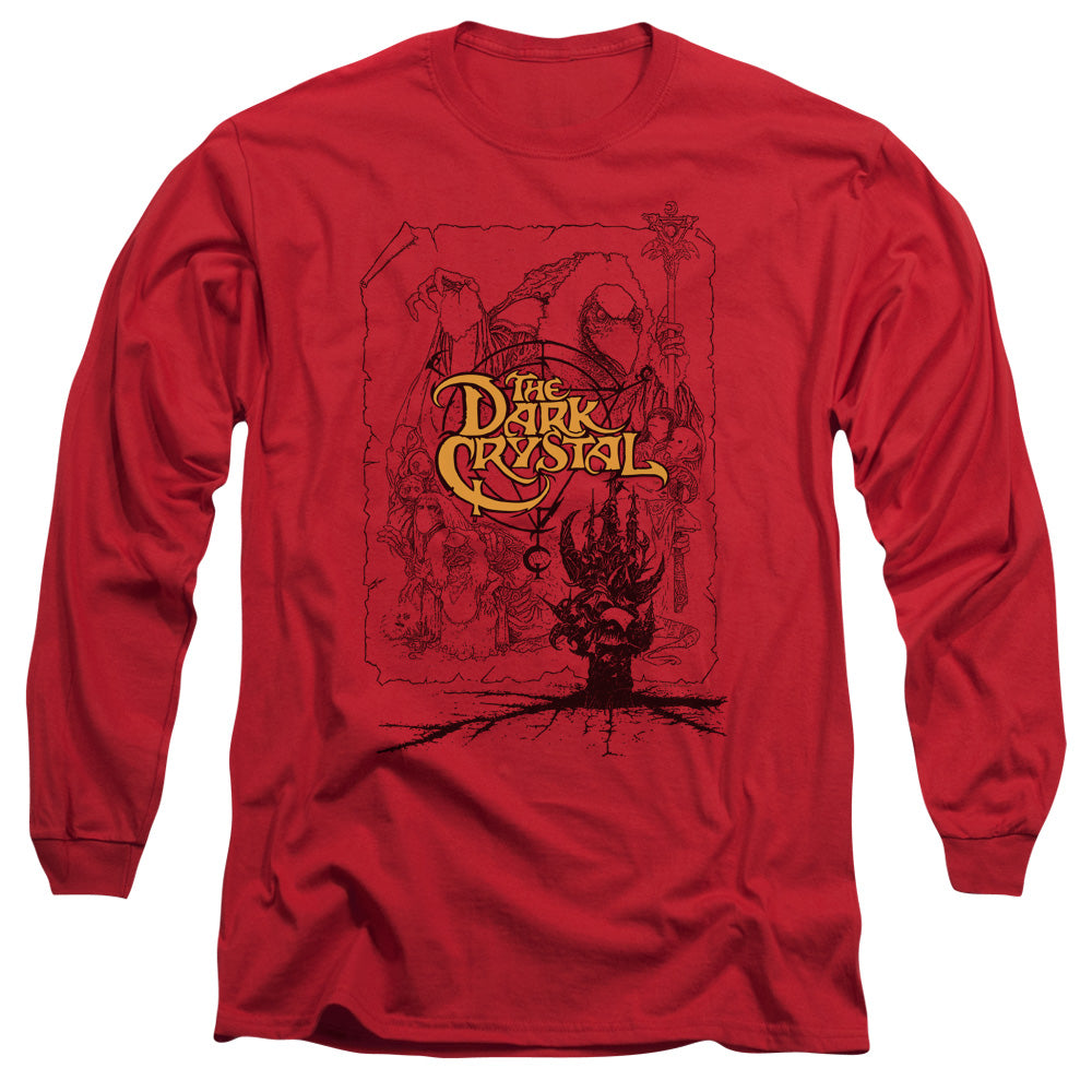 Dark Crystal Poster Lines Mens Long Sleeve Shirt Red Officially Licensed