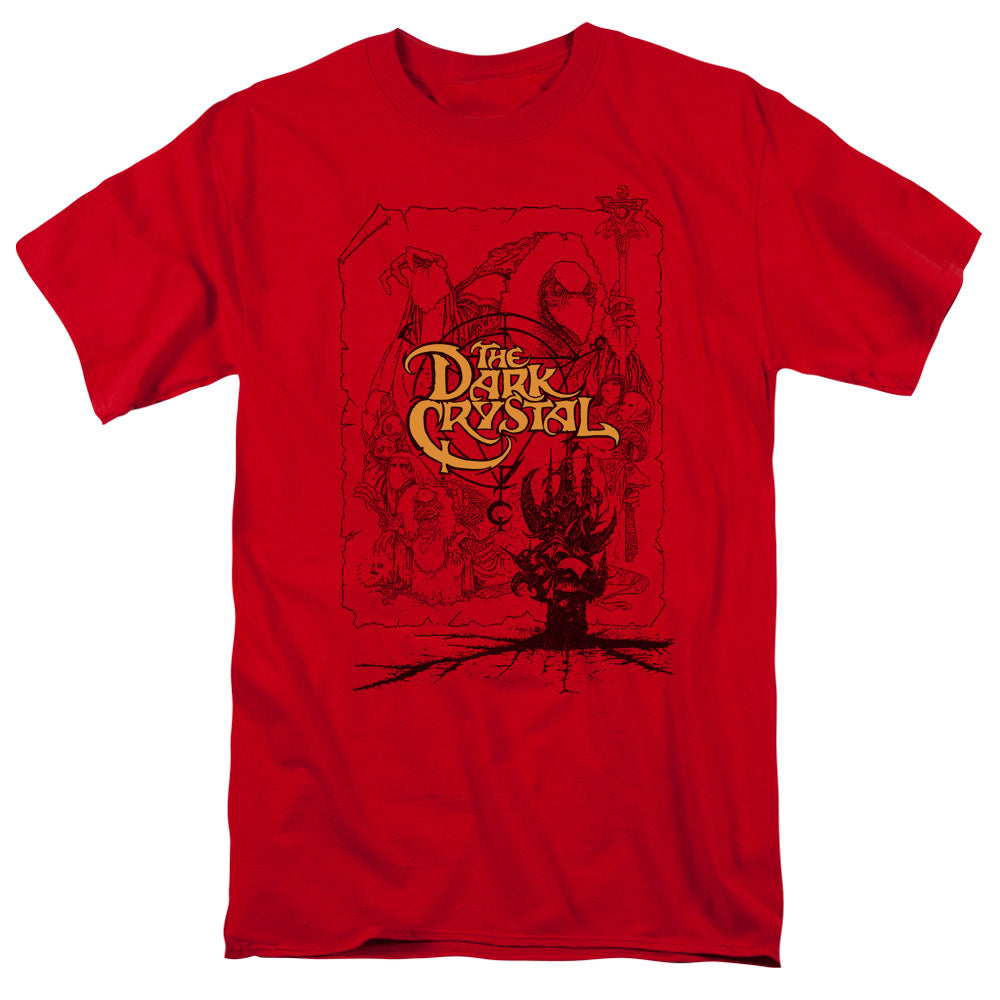 Dark Crystal Poster Lines Mens T Shirt Red