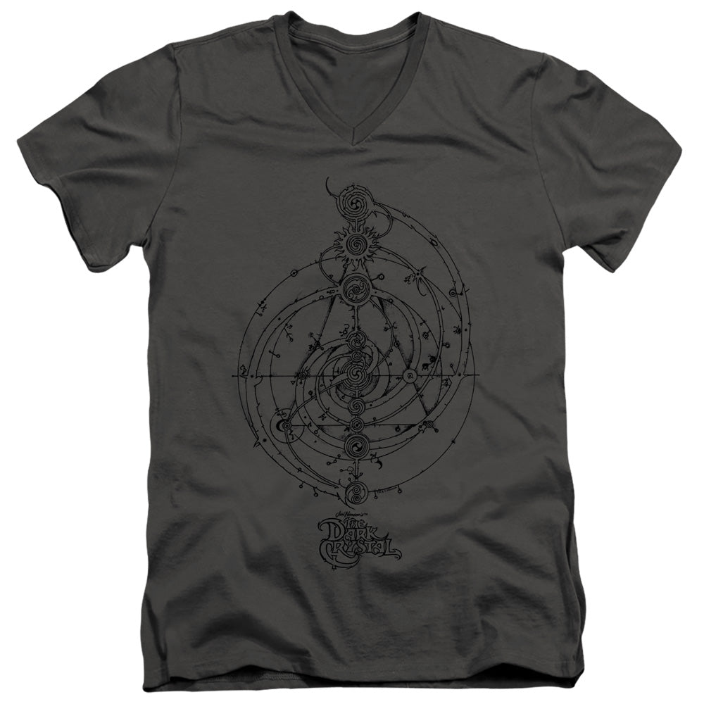 Dark Crystal Dream Spiral Mens Slim Fit V Neck T Shirt Charcoal
