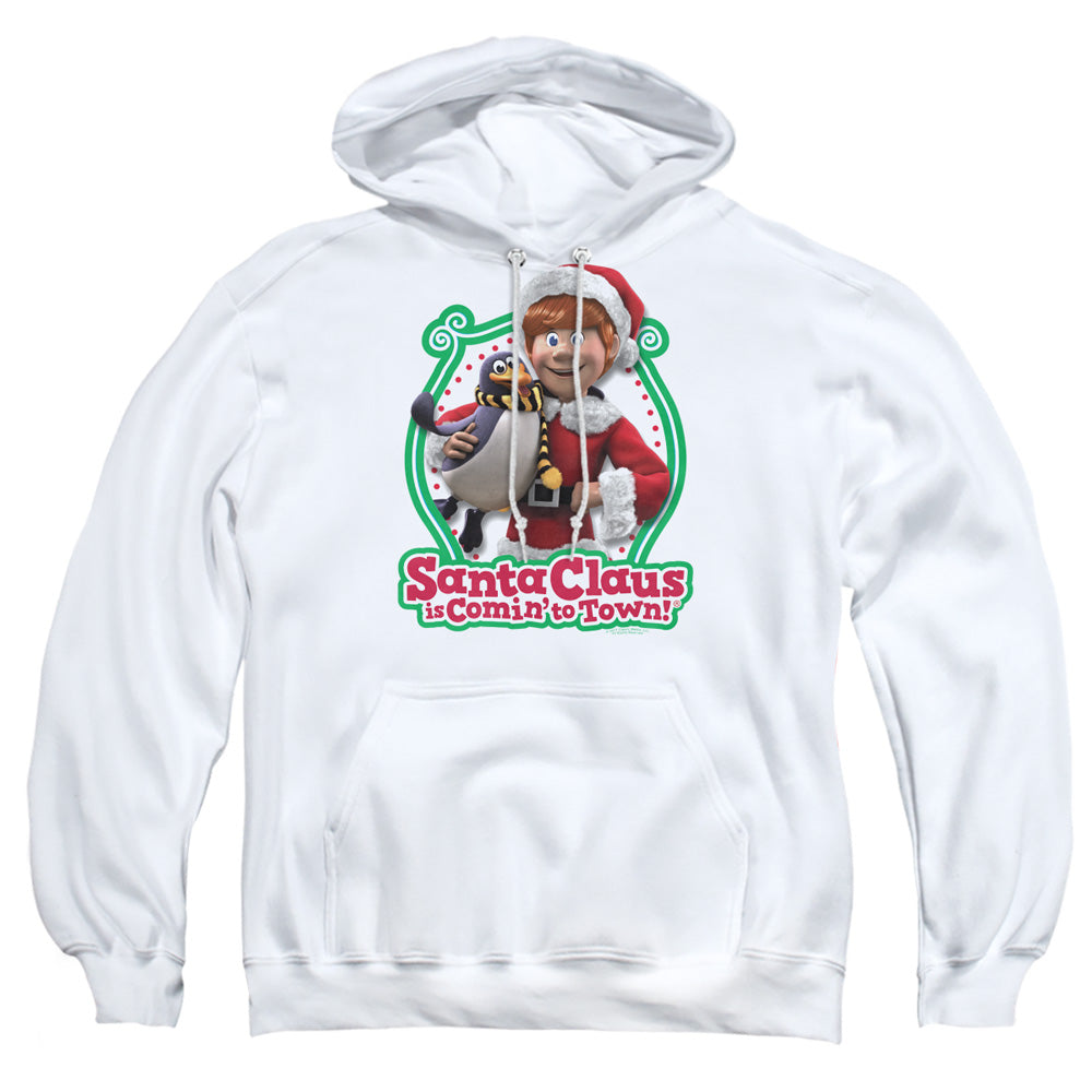 Santa Claus Is Comin To Town Penguin Mens Hoodie White