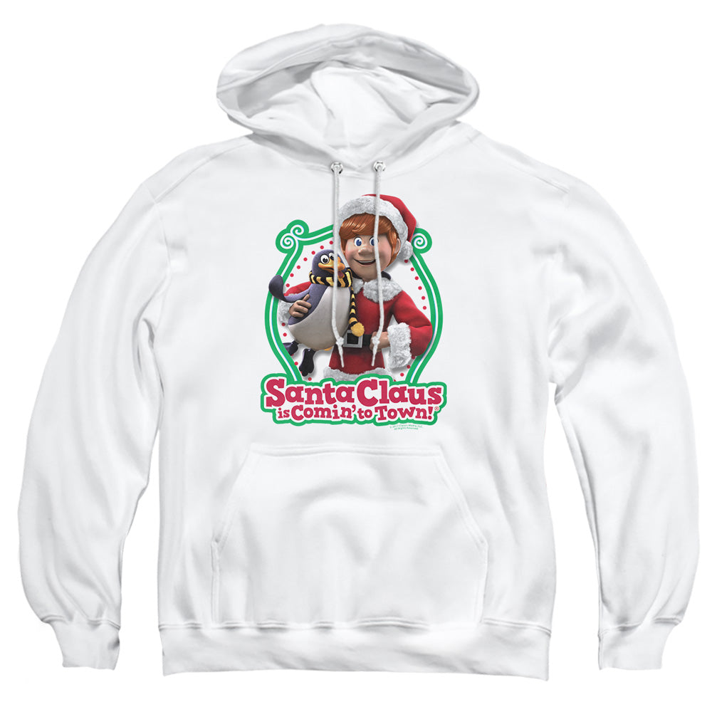Santa Claus Is Comin To Town Penguin Mens Hoodie White