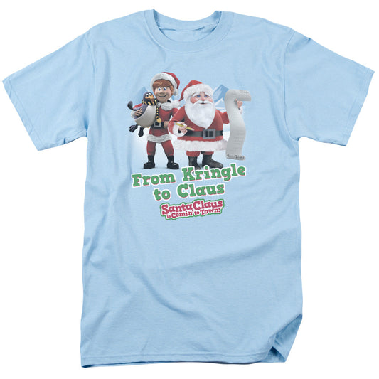 Santa Claus Is Comin To Town Kringle To Claus Mens T Shirt Light Blue