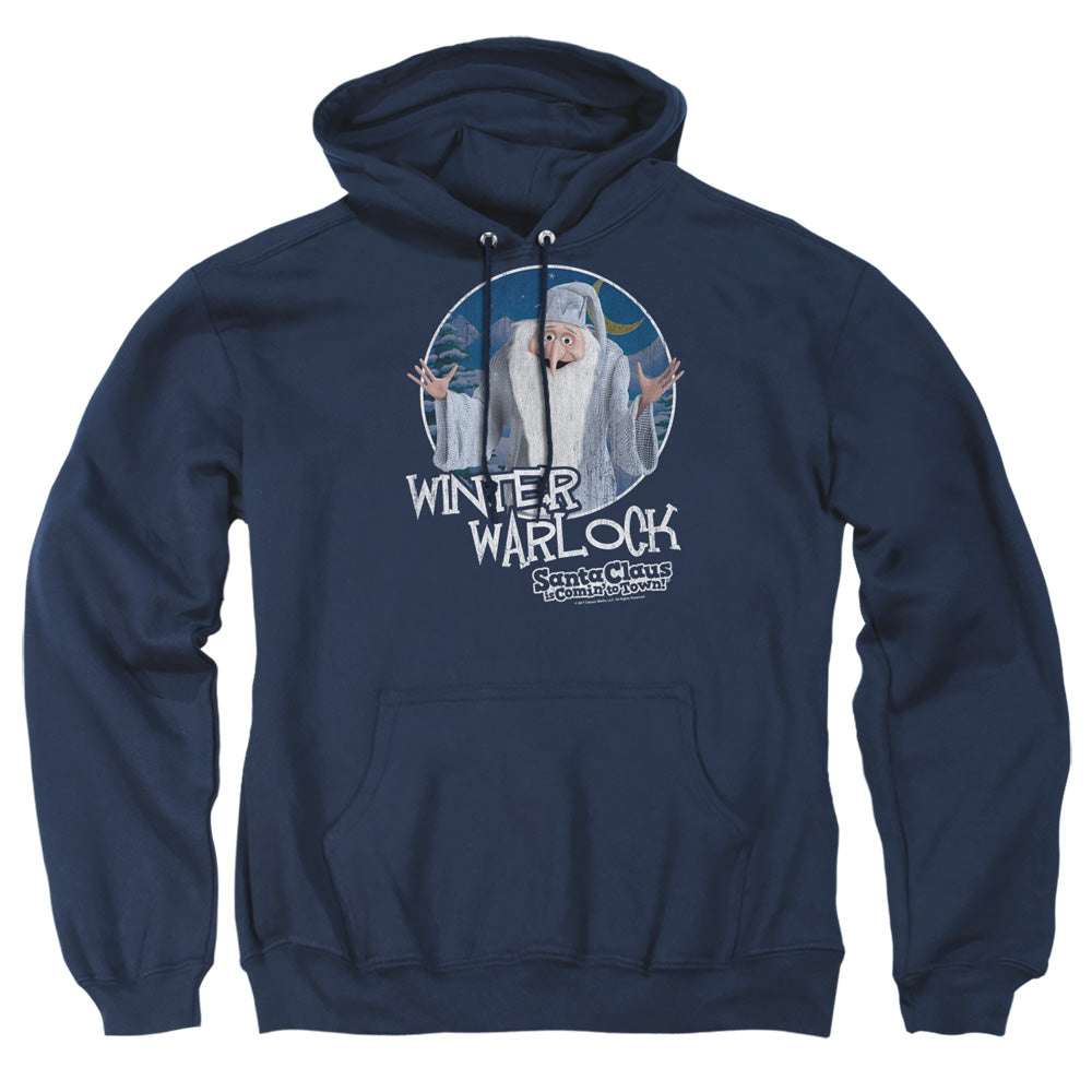 Santa Claus Is Comin To Town Winter Warlock Mens Hoodie Navy