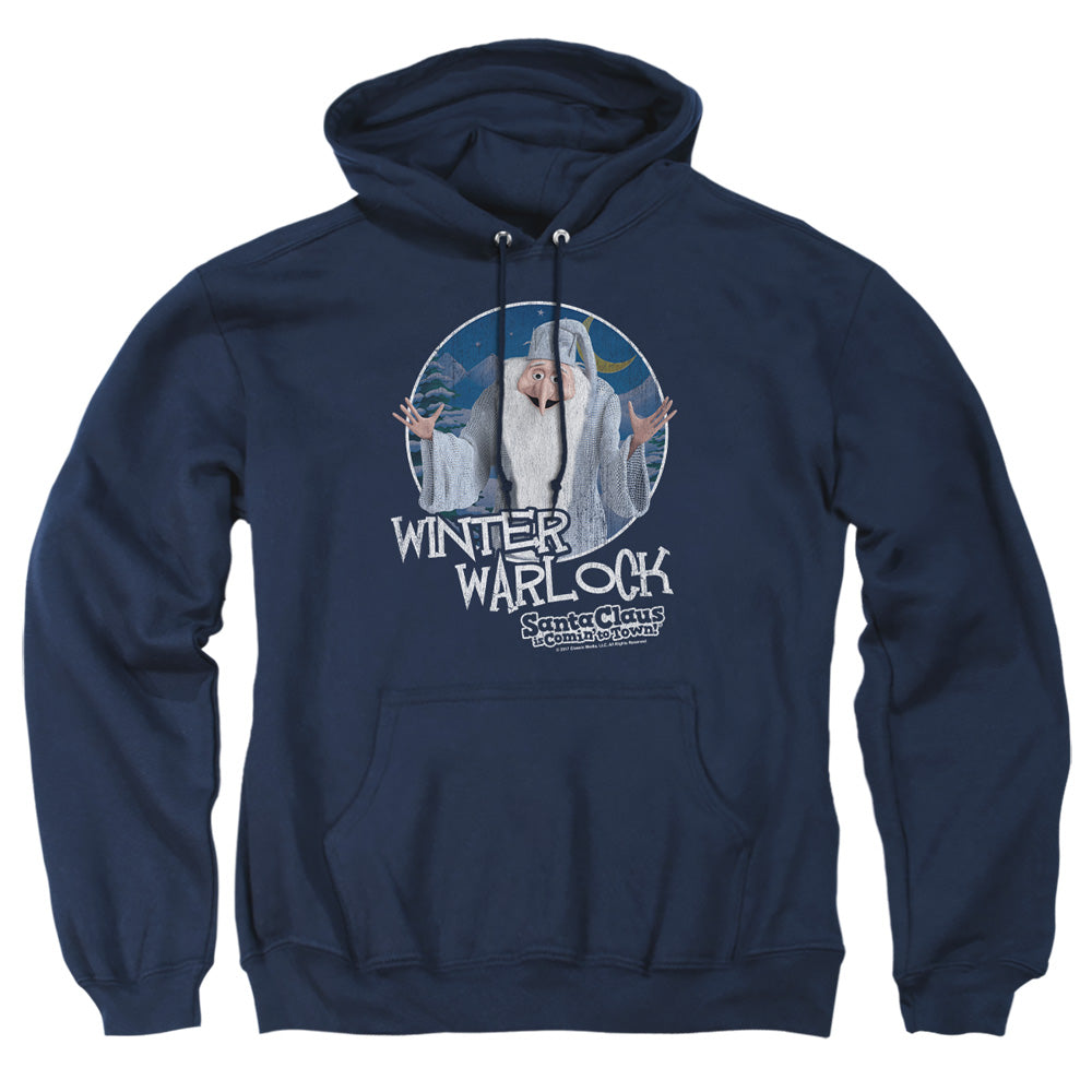 Santa Claus Is Comin To Town Winter Warlock Mens Hoodie Navy