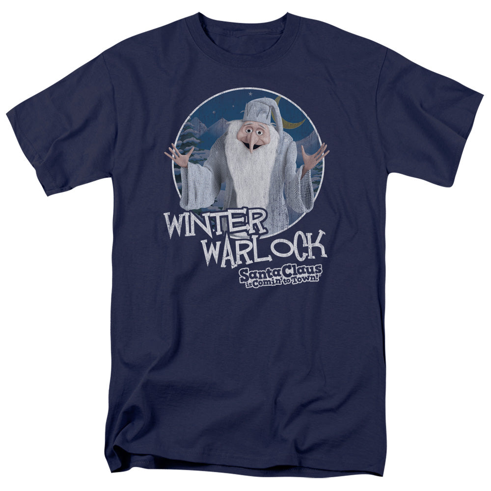 Santa Claus Is Comin To Town Winter Warlock Mens T Shirt Navy