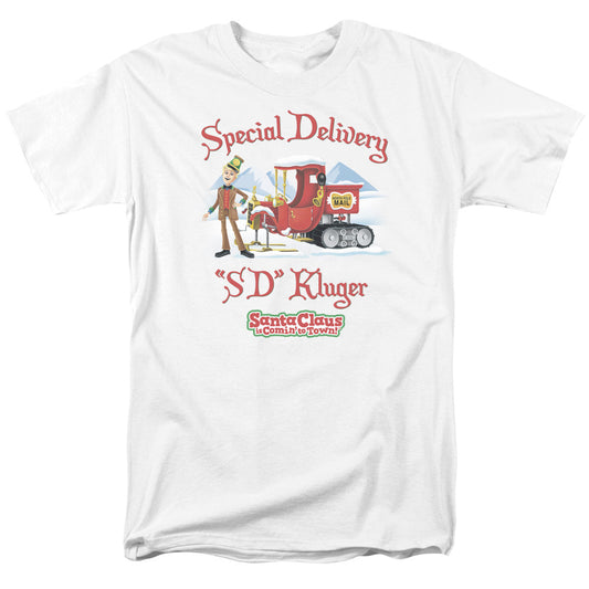 Santa Claus Is Comin to Town Kluger Mens T Shirt White