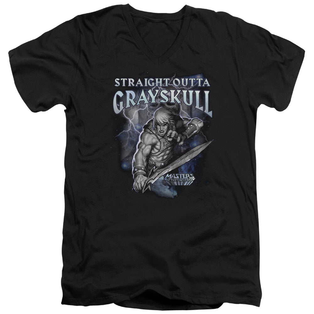 Masters of the Universe Straight Outta Grayskull Mens Slim Fit V Neck T Shirt Black