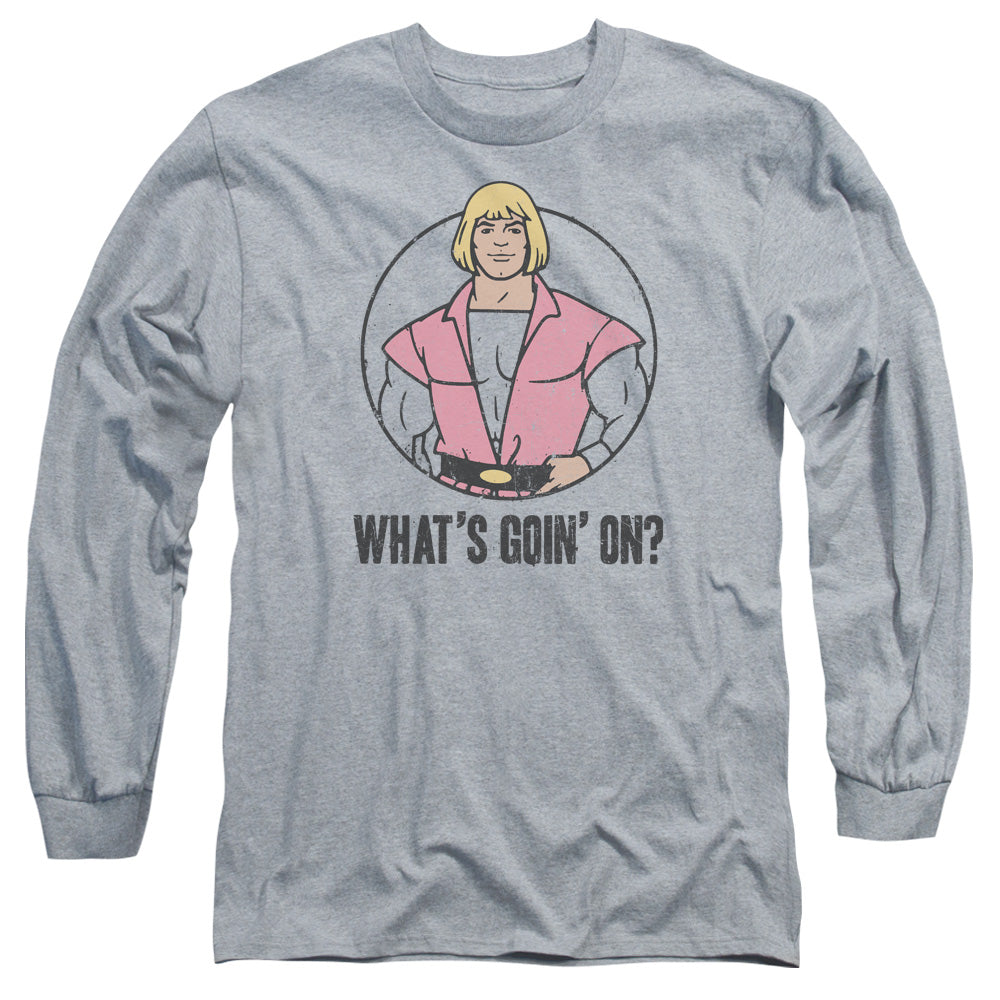 Masters of the Universe Whats Goin on Mens Long Sleeve Shirt Athletic Heather