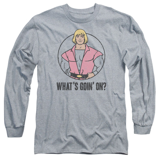 Masters of the Universe Whats Goin on Mens Long Sleeve Shirt Athletic Heather