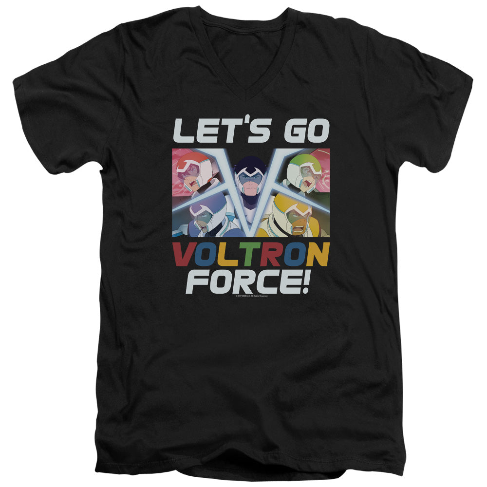 Voltron Lets Go Mens Slim Fit V Neck T Shirt Black