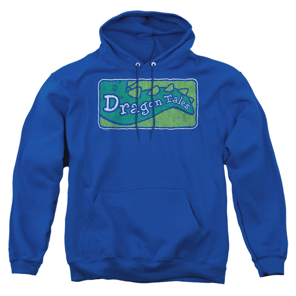 Dragon Tales Logo Distressed Mens Hoodie Royal Blue