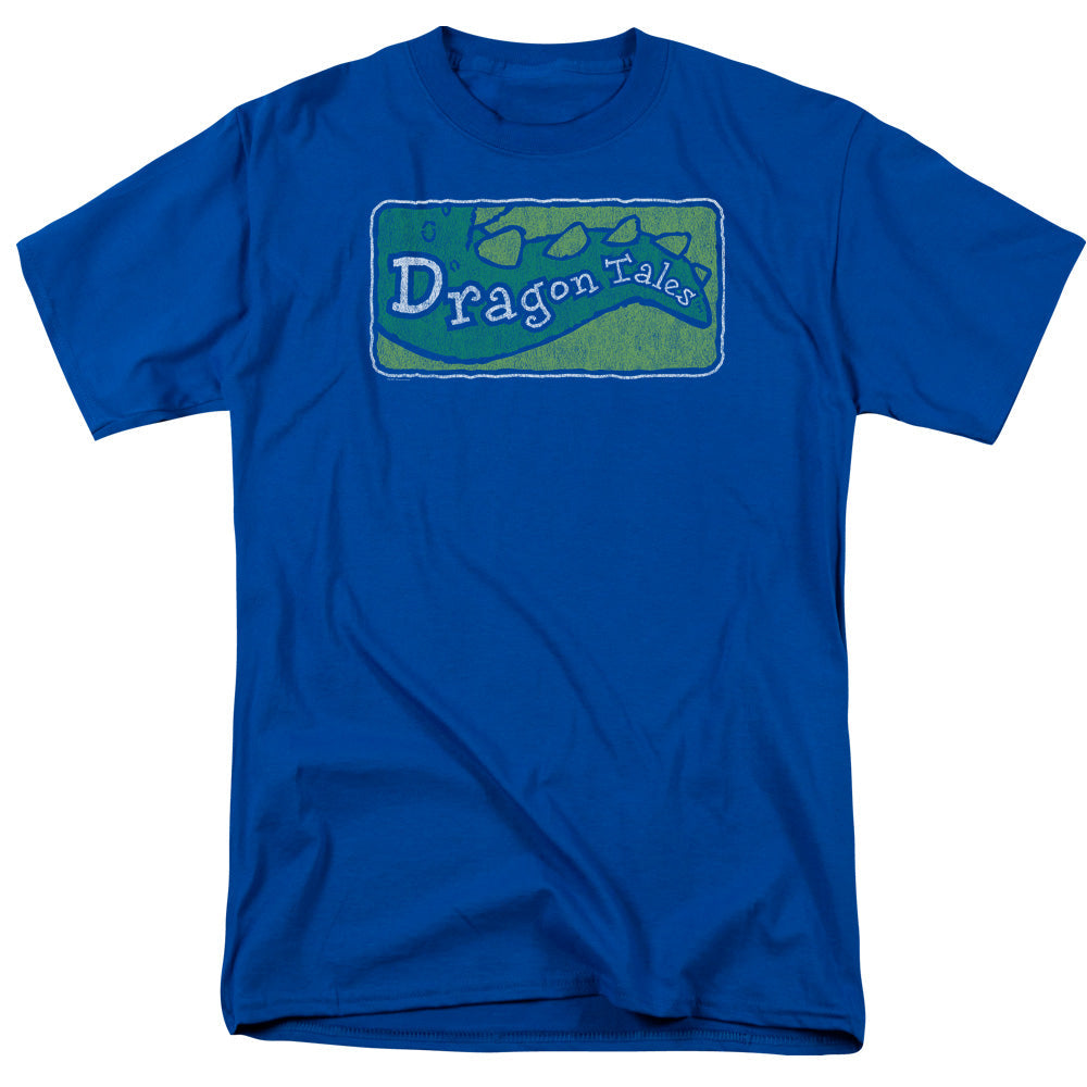 Dragon Tales Logo Distressed Mens T Shirt Royal