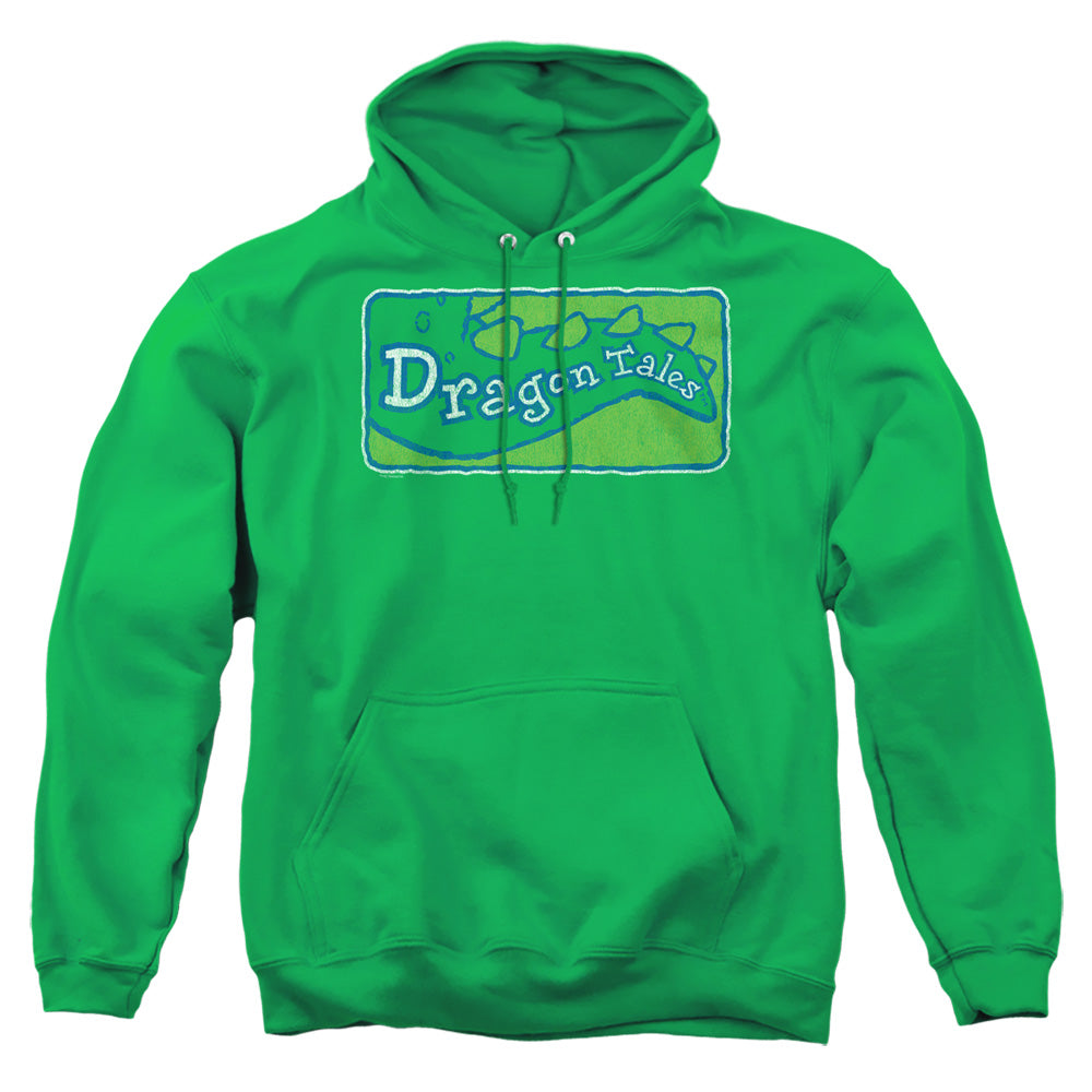 Dragon Tales Logo Distressed Mens Hoodie Kelly Green