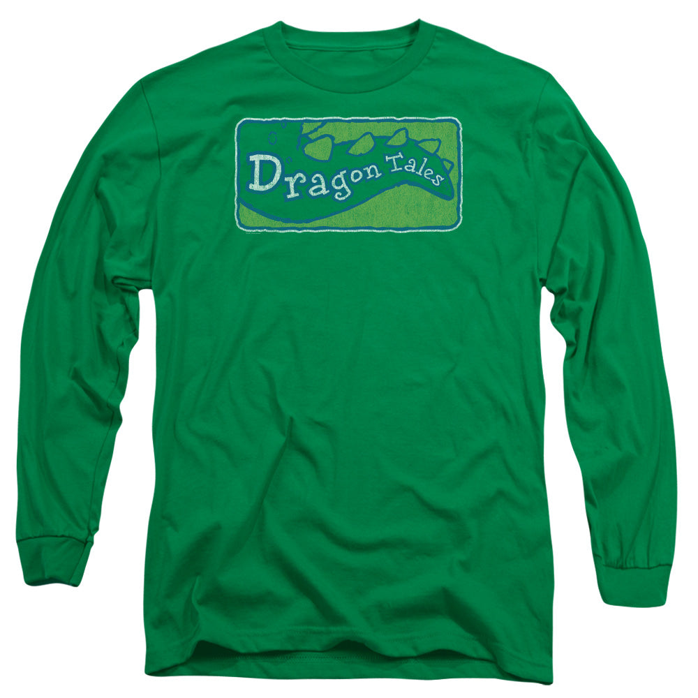 Dragon Tales Logo Distressed Mens Long Sleeve Shirt Kelly Green Officially Licensed