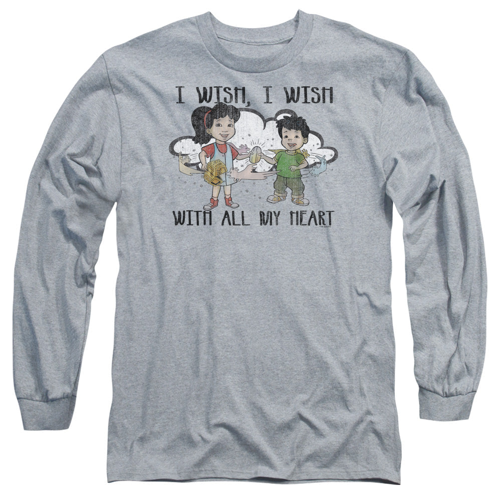 Dragon Tales I Wish With All My Heart Mens Long Sleeve Shirt Athletic Heather Officially Licensed