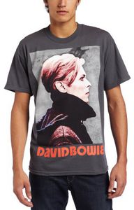 David Bowie Bravado Men's David Bowie Low Portrait Men's T-Shirt, Gray, Medium Mens T Shirt