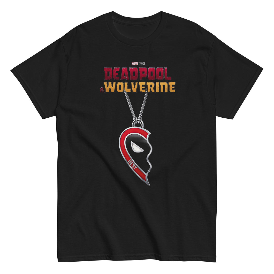 Deadpool & Wolverine Deadpool Half Heart Chain Mens T Shirt Black