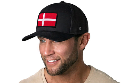 Denmark Flag Trucker Haka Hat Black Danish Snapback