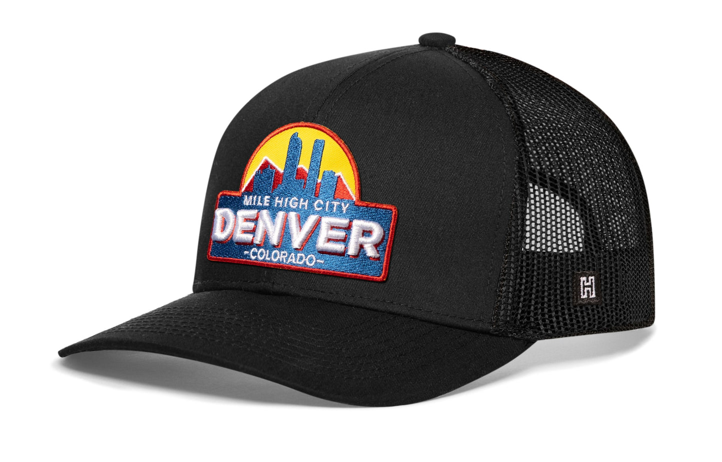Denver Mile High City Trucker Haka Hat Black Cityscape Snapback