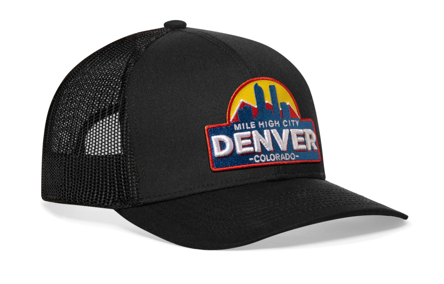 Denver Mile High City Trucker Haka Hat Black Cityscape Snapback