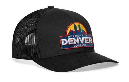 Denver Mile High City Trucker Haka Hat Black Cityscape Snapback