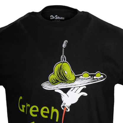 Dr Seuss Green Eggs and Ham Adult Short Sleeves Black T Shirt