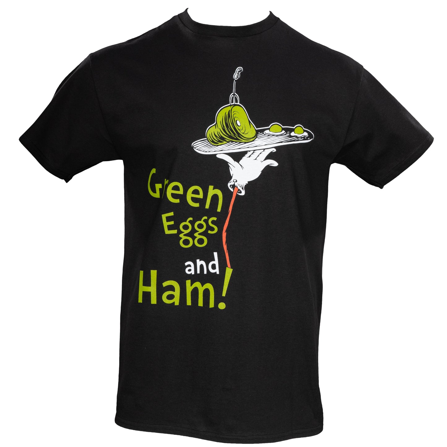 Dr Seuss Green Eggs and Ham Adult Short Sleeves Black T Shirt
