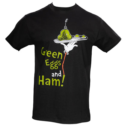 Dr Seuss Green Eggs and Ham Adult Short Sleeves Black T Shirt