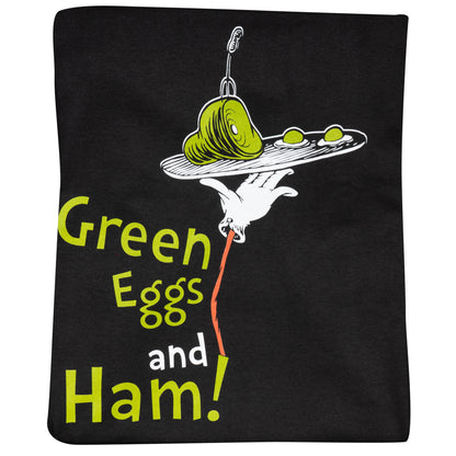 Dr Seuss Green Eggs and Ham Adult Short Sleeves Black T Shirt