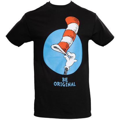 Dr Seuss Be Original Tip Hat Adult Short Sleeves Black T Shirt